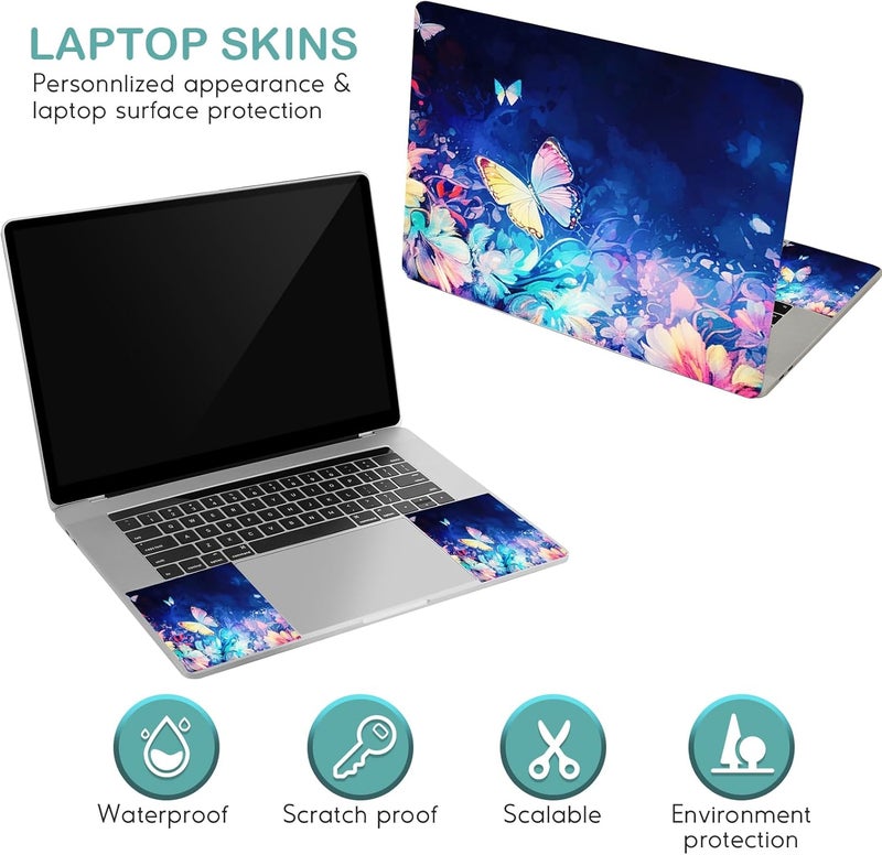 DINKY Laptop Skin Sticker Decal, 12" 13" 13.3" 14" 15" 15.4" 15.6 inch Laptop Universal Reusable Vinyl Skin Stickers Cover Art Decal Notebook PC Personalized Protector-Butterflies - Image 3